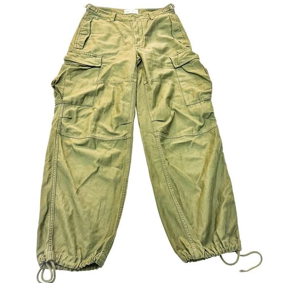 TNA Green Cargo Utility Straight Leg Denim Jeans RVST 03-06-35345-R-SP23 Size 2 - Picture 2 of 9